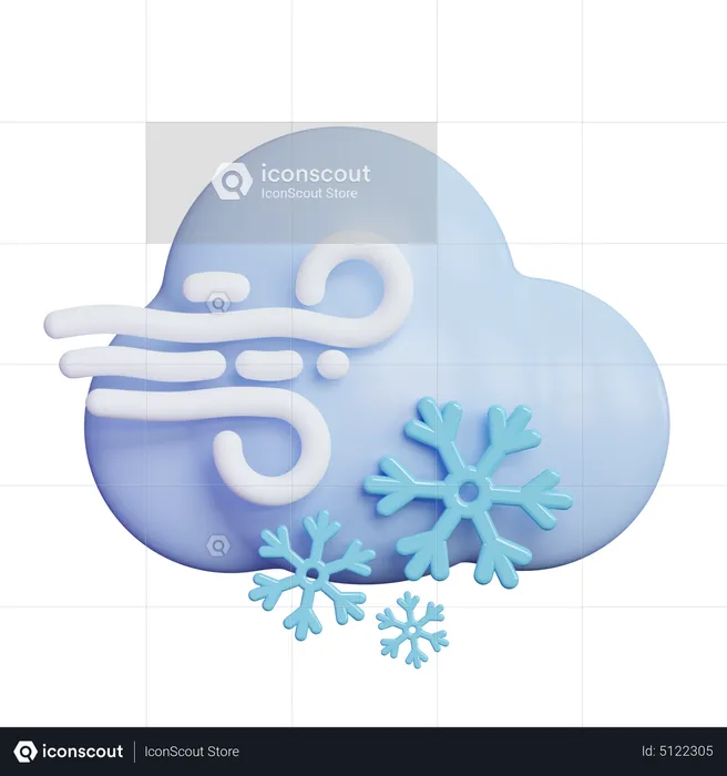 Nuage de neige venteux  3D Icon