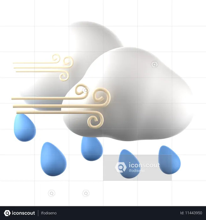 Pluie venteuse  3D Icon