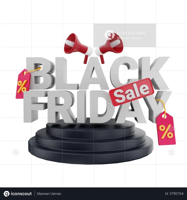 Marketing de rebajas de viernes negro  3D Illustration