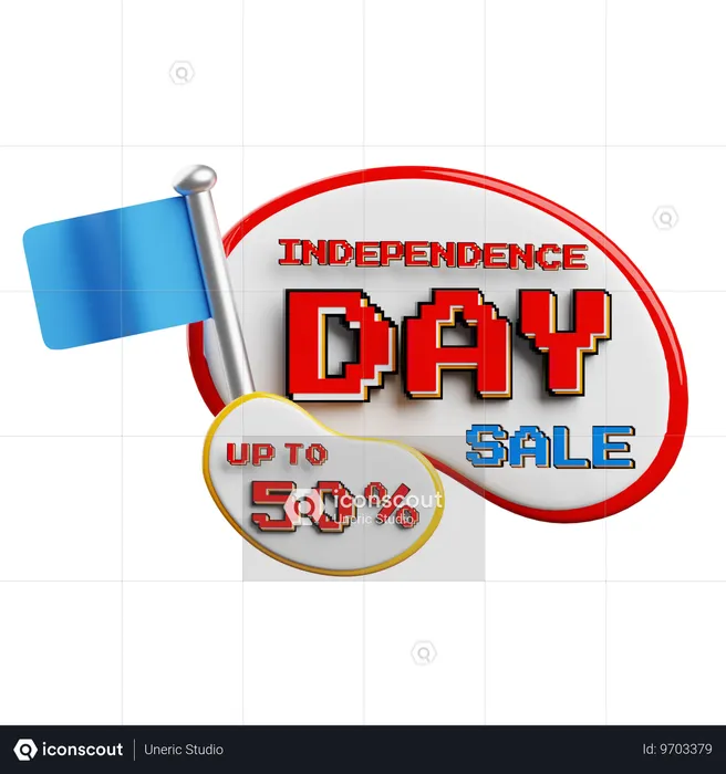Vente de la fête de l'indépendance  3D Icon