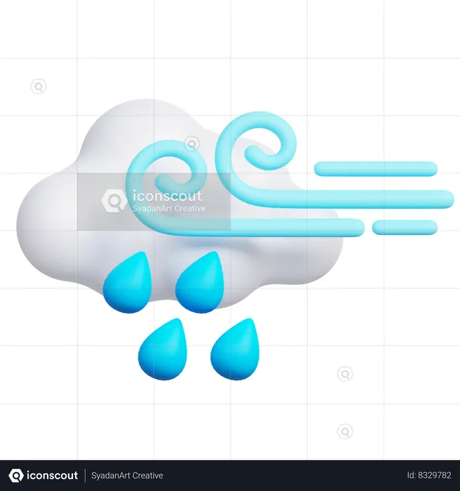 Pluie venteuse  3D Icon