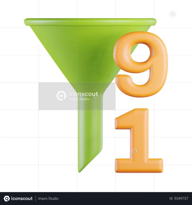 Número descendente do filtro de classificação verde  3D Icon