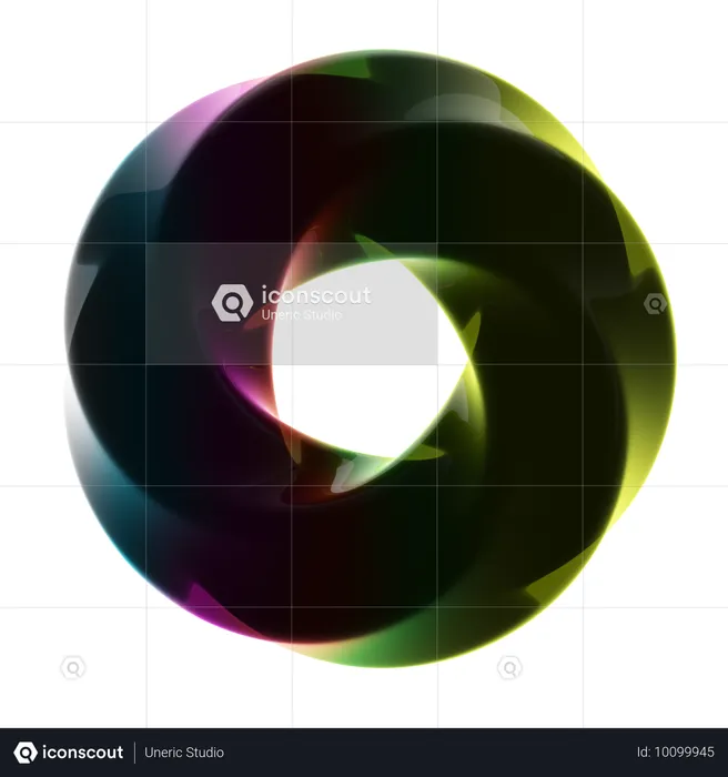 Verdrehter Ring Neon abstrakt  3D Icon