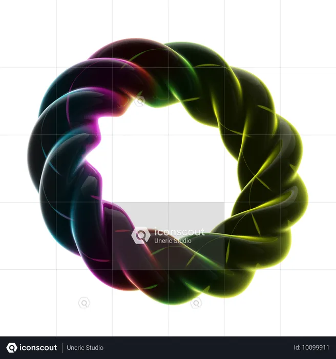 Verdrehter gewellter Ring Neon abstrakt  3D Icon