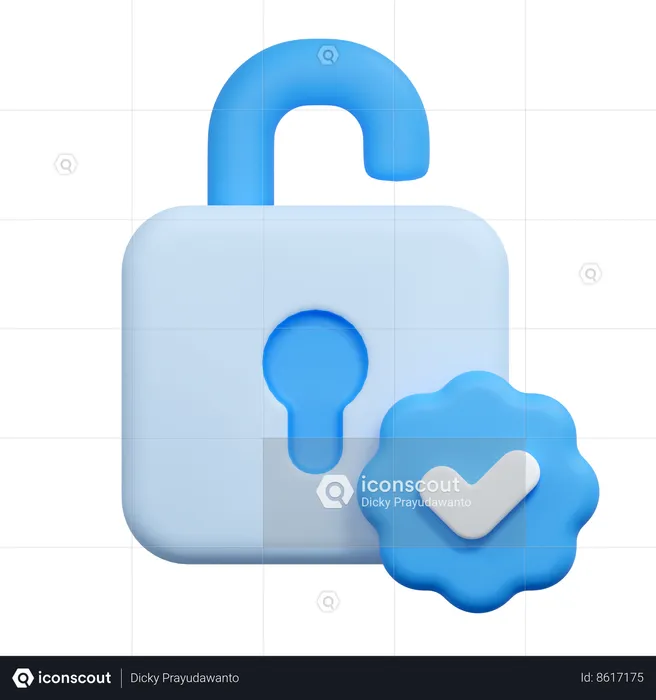 Verified padlock  3D Icon