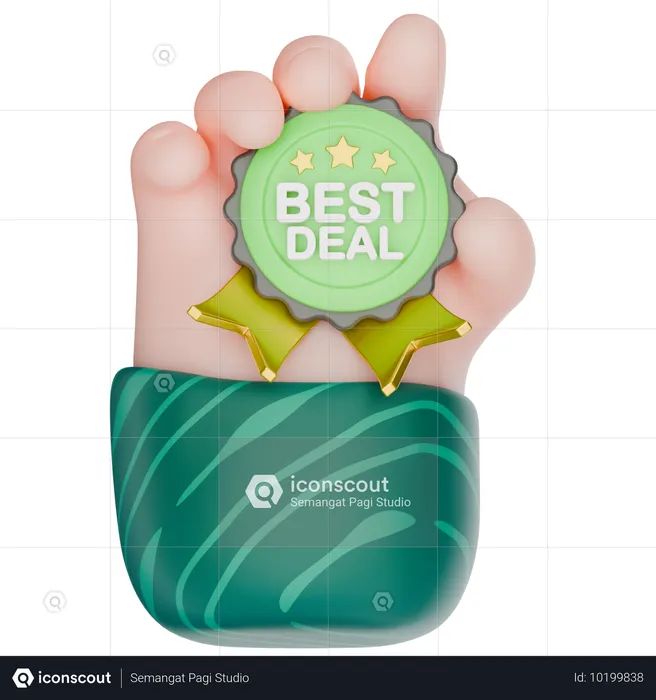 Verkaufsabzeichen, bestes Angebot, Handbewegung  3D Icon