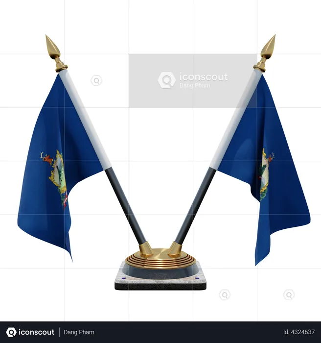 Vermont Double Desk Flag Stand Flag 3D Flag