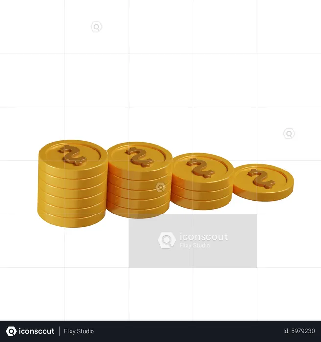 Weniger Münzen  3D Icon