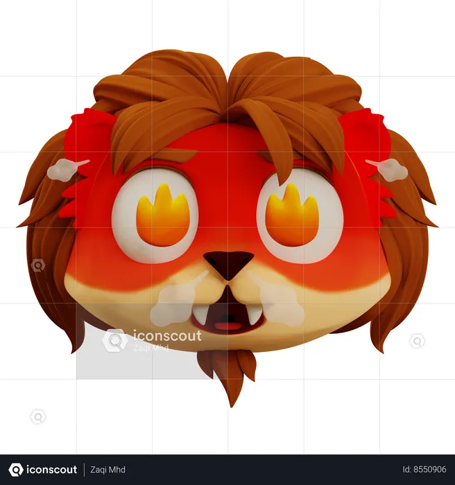Very Angry Cute Lion Emoji Emoji 3D Icon