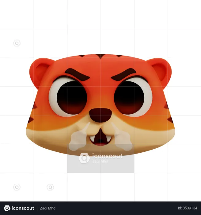 Very Angry Cute Tiger Emoji Emoji 3D Icon