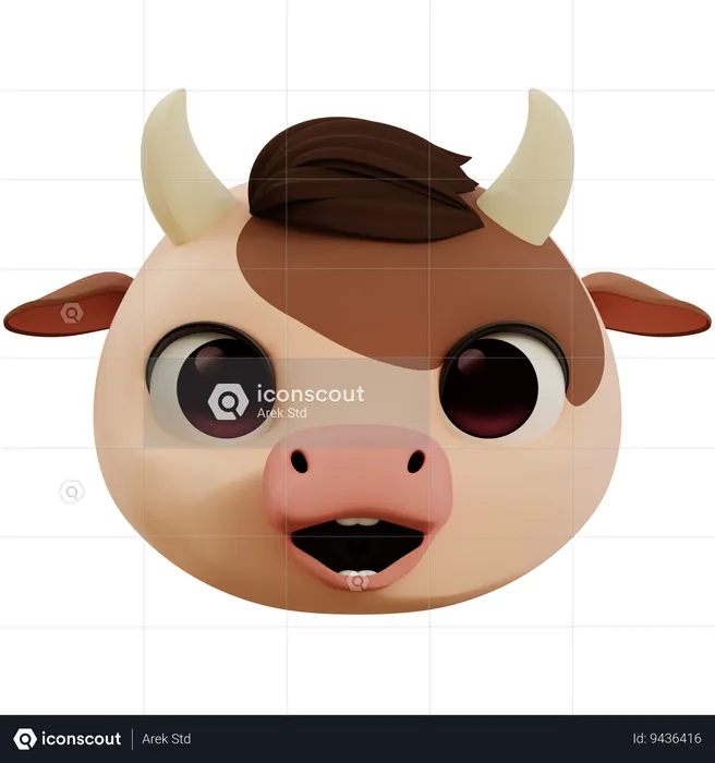 Very Cute Cow Emoji Emoji 3D Icon