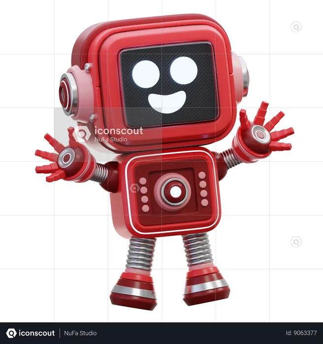 Very Happy Robot  3D Illustration