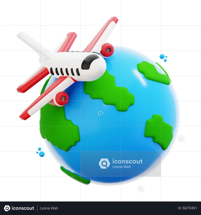 Viaje en avión  3D Icon