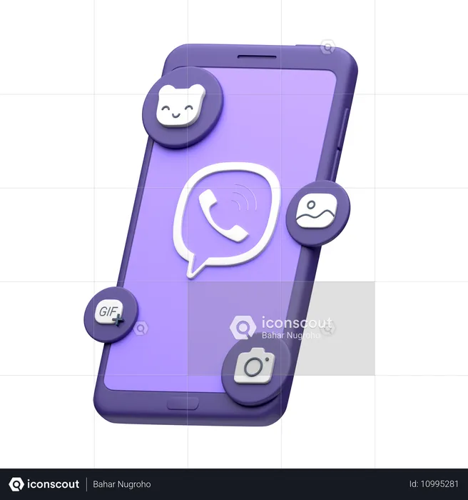 Viber en el teléfono inteligente Logo 3D Icon