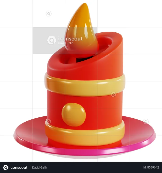 Vibrant Festive Chinese Candle  3D Icon