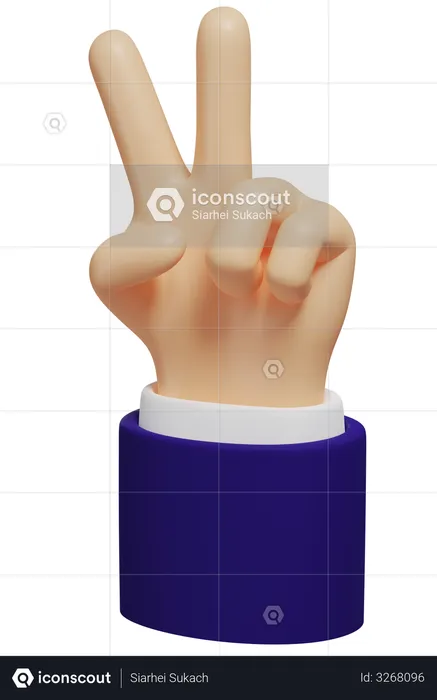 Victory Hand Gesture  3D Illustration