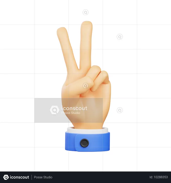 Victory Hand Gesture  3D Icon