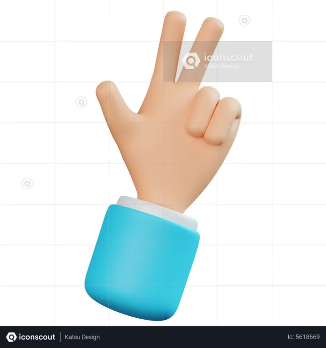 Victory Hand Gesture  3D Icon