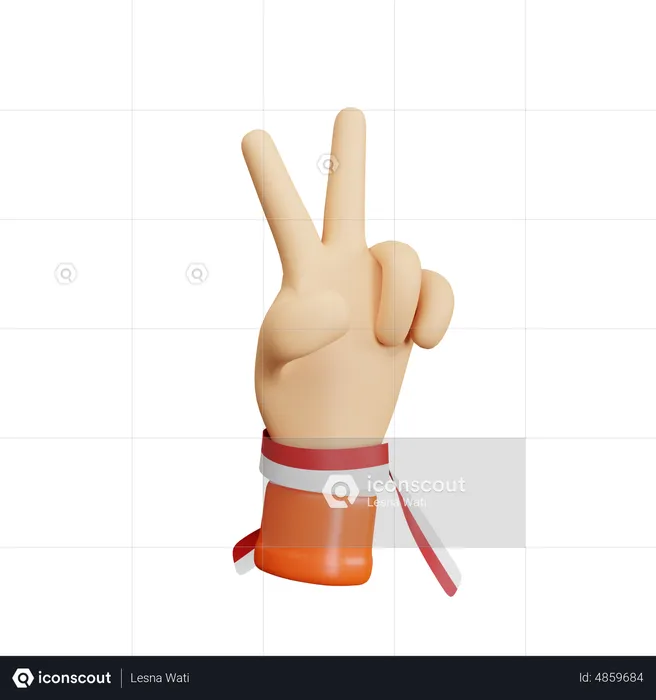 Victory hand gesture  3D Icon