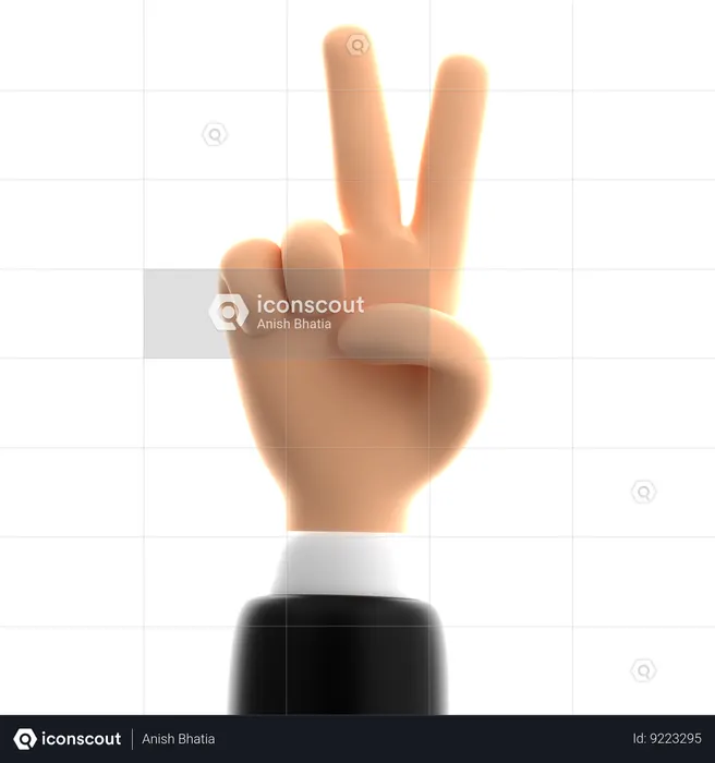 Victory Hand Gesture  3D Icon