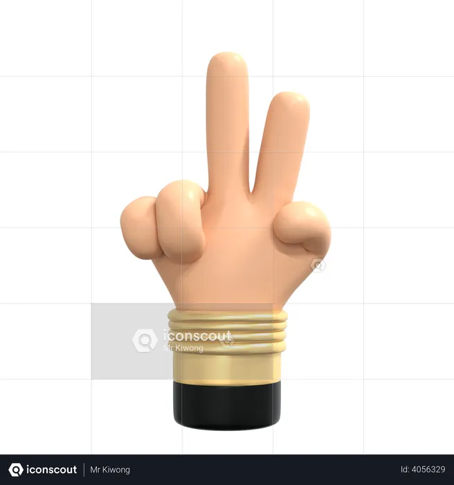 Victory Hand Gesture  3D Illustration