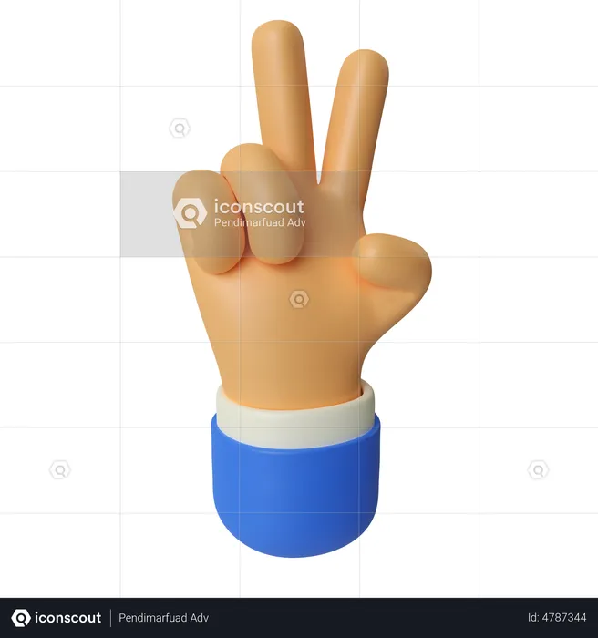 Victory Hand Gesture  3D Illustration