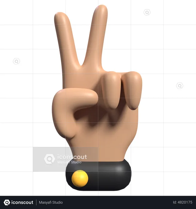 Victory Hand Gesture  3D Icon