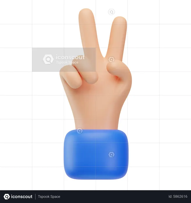 Victory Hand Symbol  3D Icon