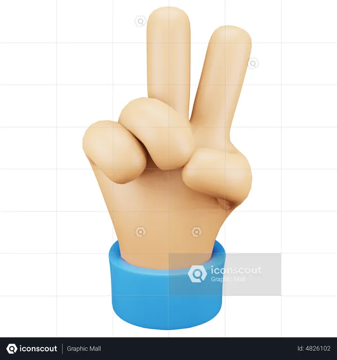 Sieg-Handgeste Emoji 3D Icon