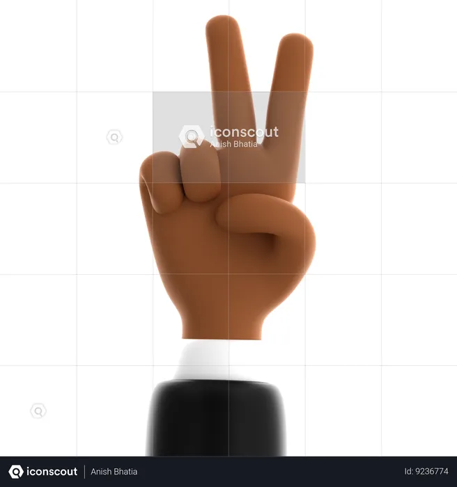 Victory Sign Hand Gesture  3D Icon