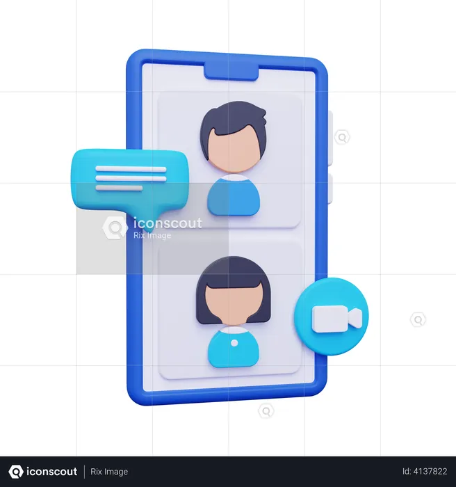 Video call using mobile  3D Illustration
