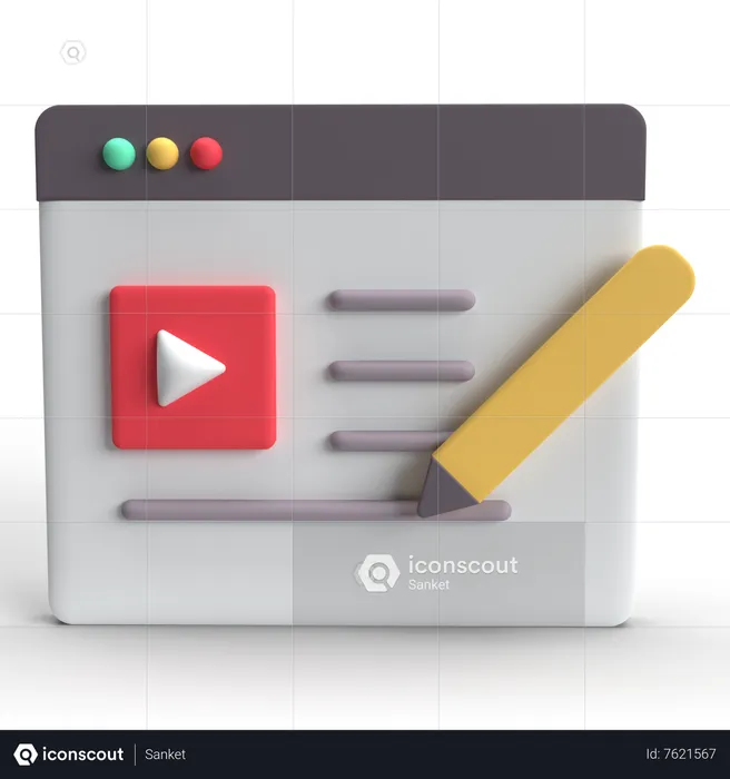 Video Content  3D Icon