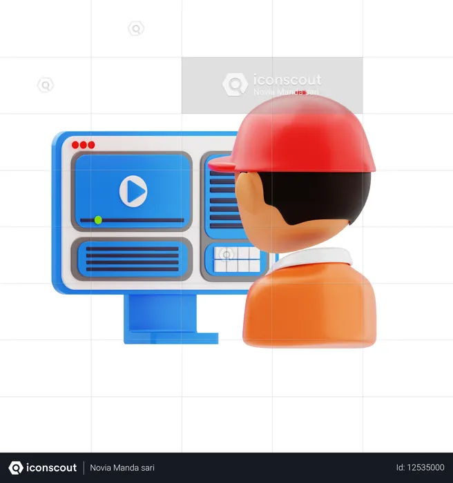 動画編集者  3D Icon