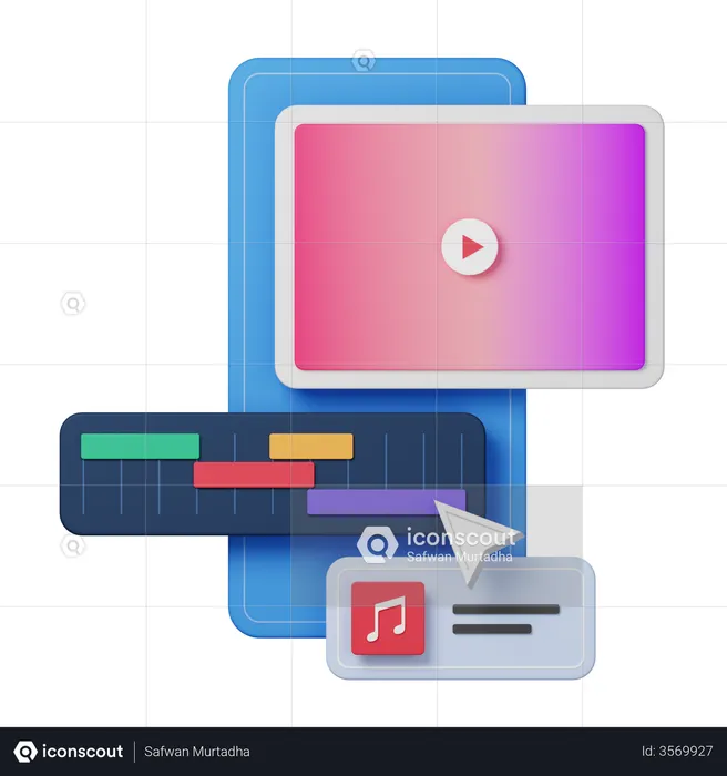 Video editor app Interface  3D Illustration