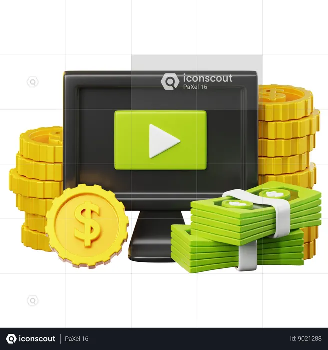 Vídeo financiero  3D Icon