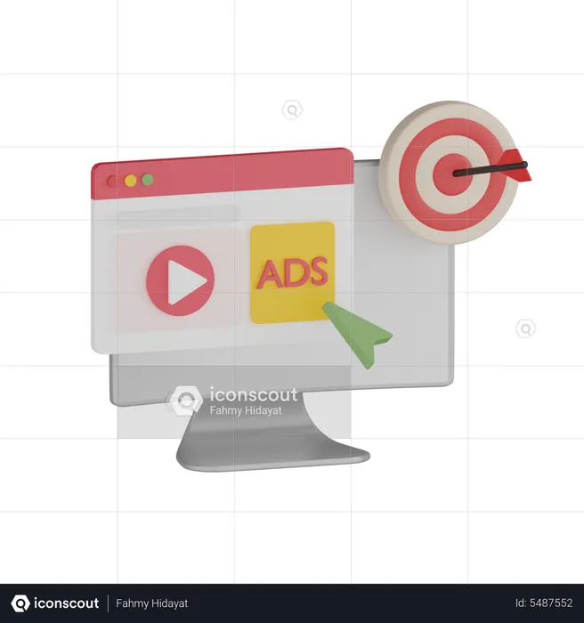 Video Marketing Target  3D Icon