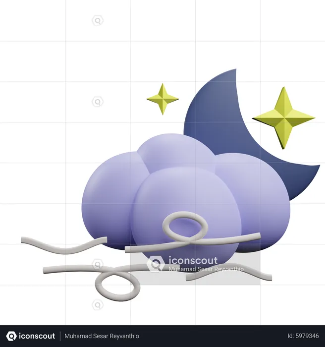 Fuerte viento por la noche  3D Icon