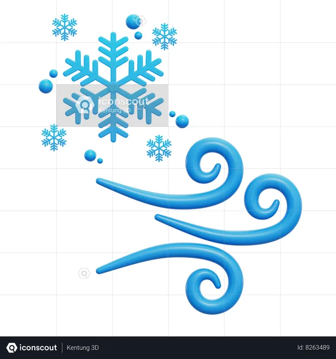 Viento nieve  3D Icon