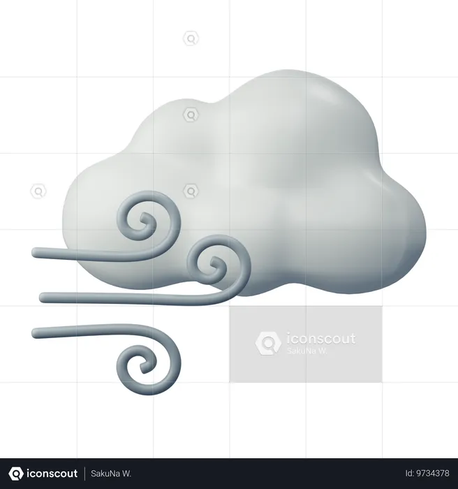 Viento nublado  3D Icon