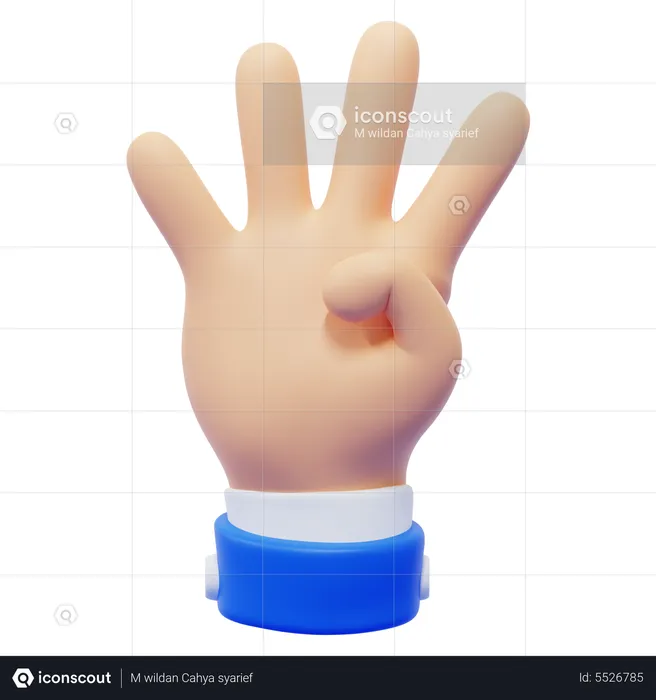 Handbewegung mit vier Fingern  3D Icon