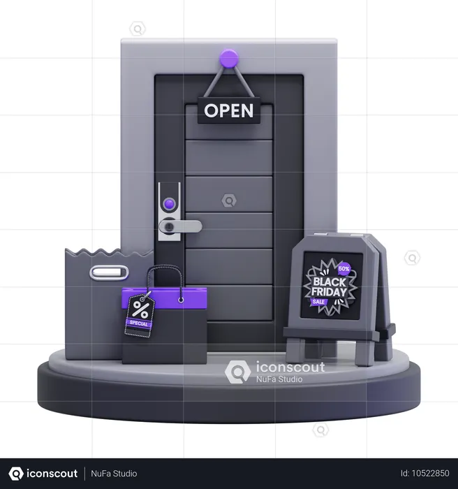 Puerta de la tienda del viernes negro  3D Icon