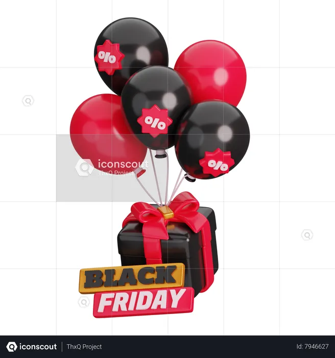 Viernes negro y globos  3D Icon