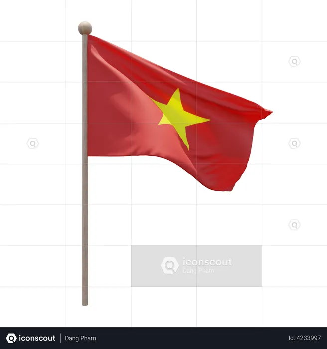 Vietnam Flag Pole  3D Flag