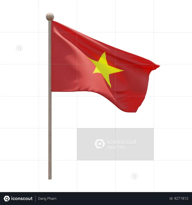 Vietnam Flagpole Flag 3D Flag