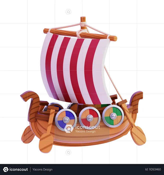 Vikings Ship  3D Icon