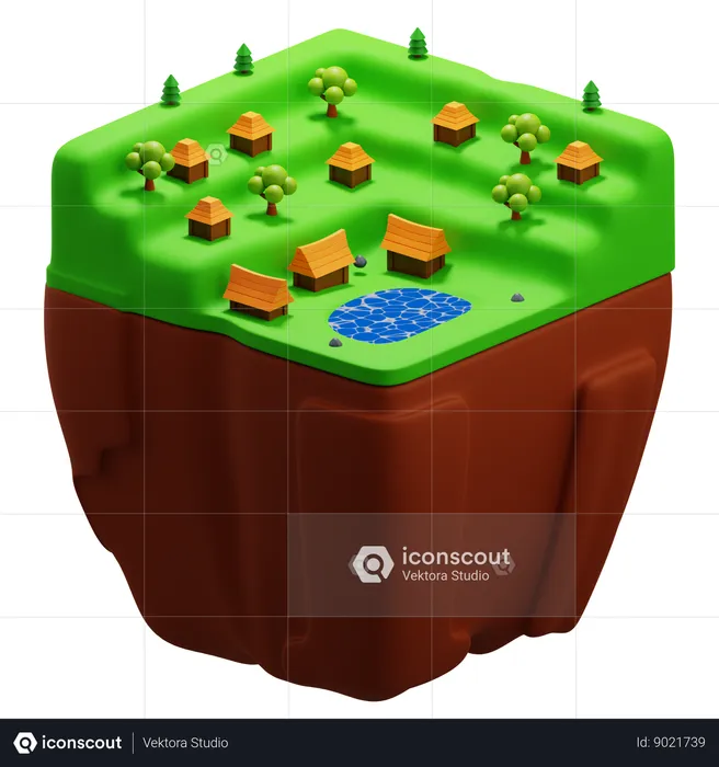 Village Landscape  3D Icon