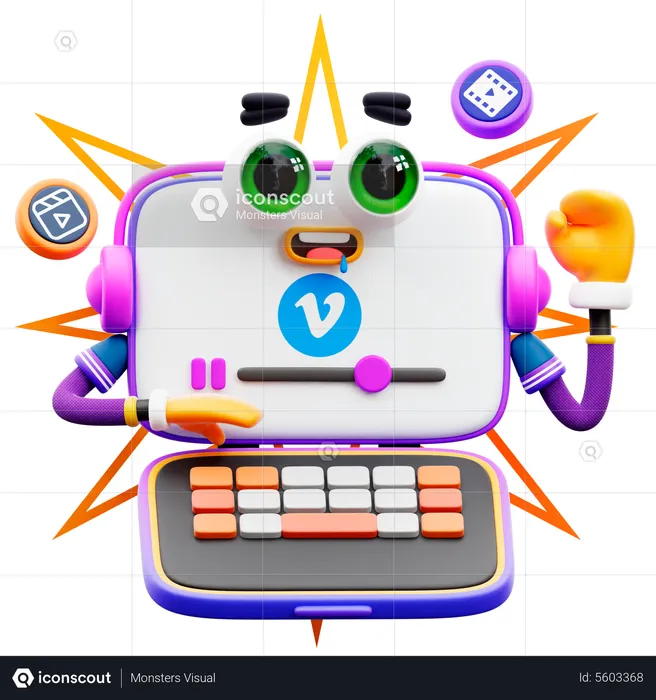 Vimeo Sticker Logo 3D Illustration