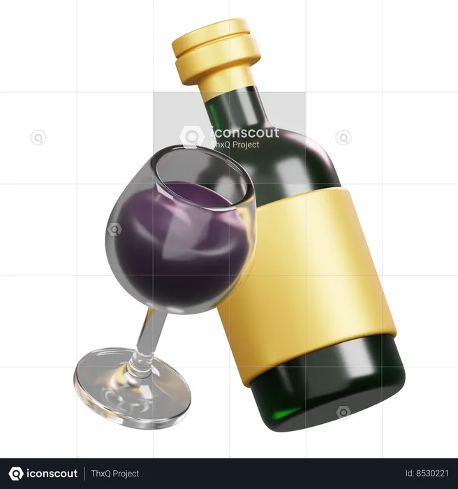 Vin et verre  3D Icon