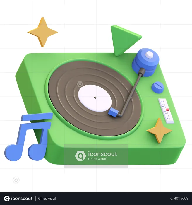 Vinyl music player box  3D Illustration