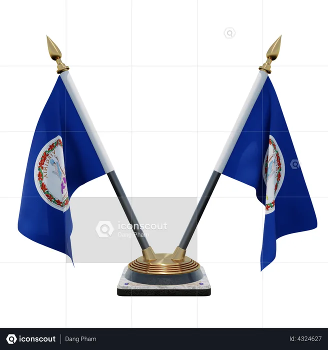 Support de drapeau de bureau double Virginia Flag 3D Flag